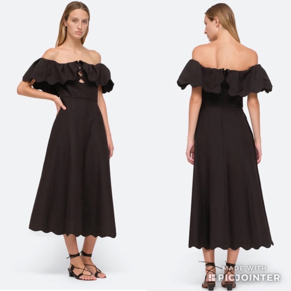 Sea NY Leona Strapless Off the Shoulder Linen Midi Dressn‎ NWT 4